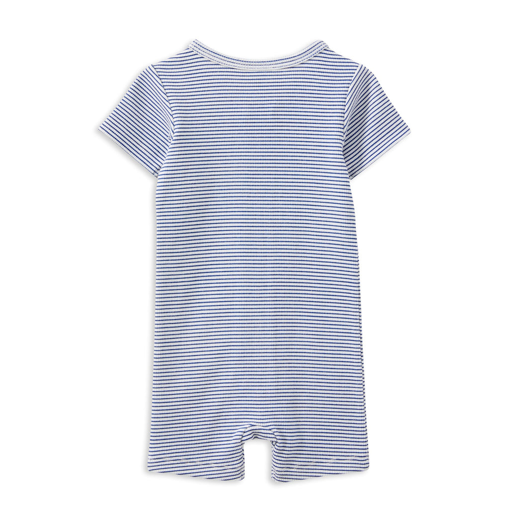 Zip Romper | Blue Rib