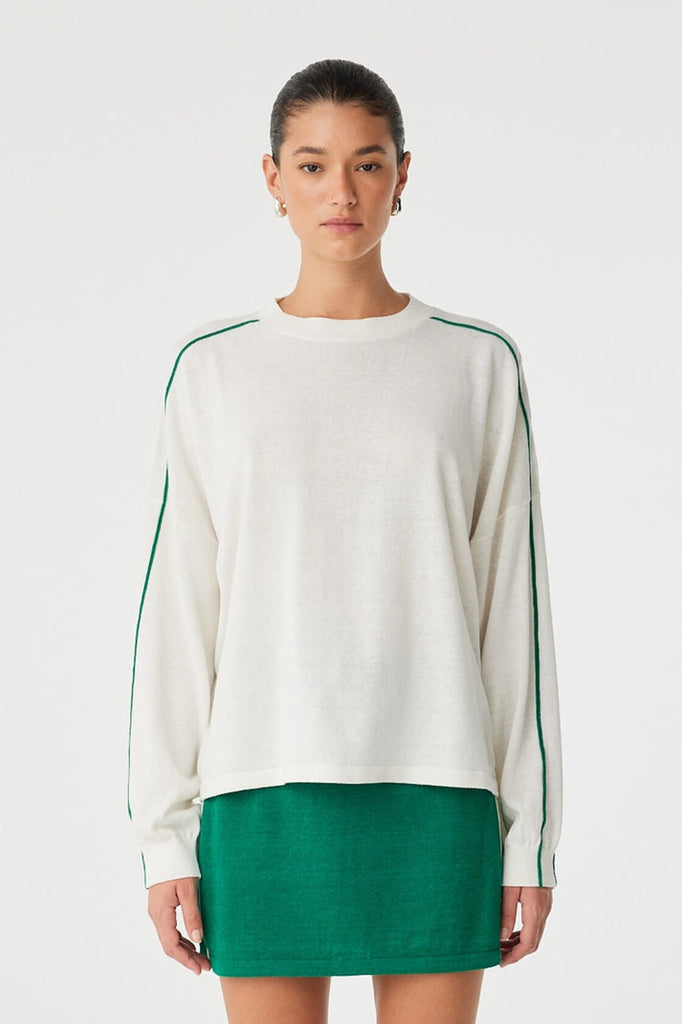 Pippa Long Sleeve | Cream and Palm Green