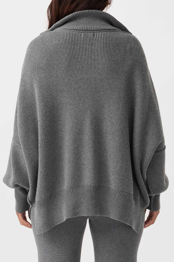 London Zip Sweater | Dark Grey Marle