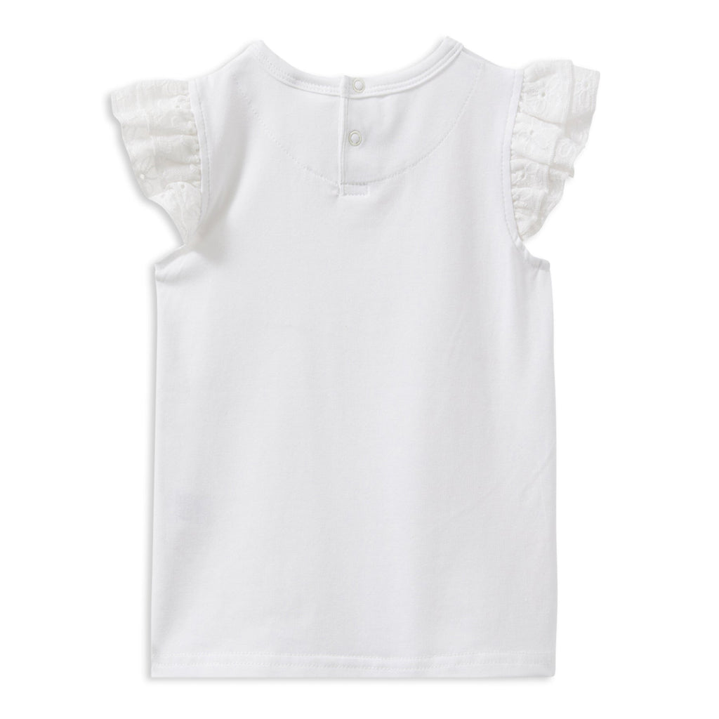 Broderie Frill Tee | White