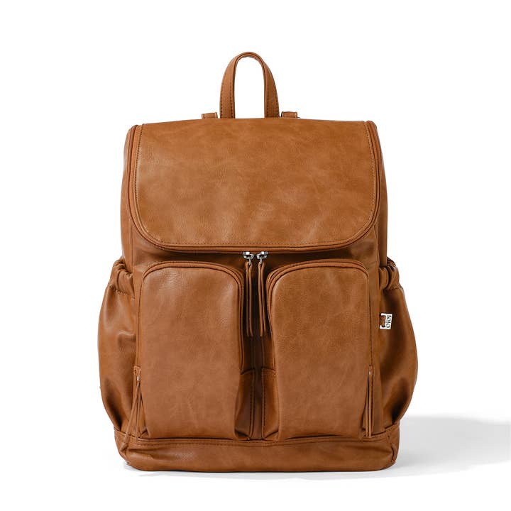 Signature Nappy Backpack|Tan Vegan Leather