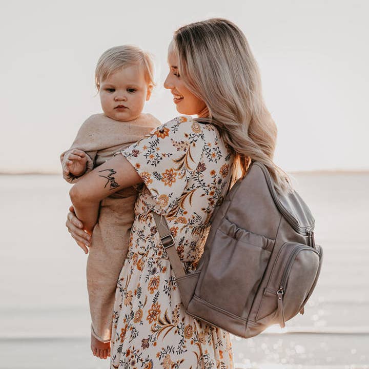 Signature Nappy Backpack|Taupe Vegan Leather