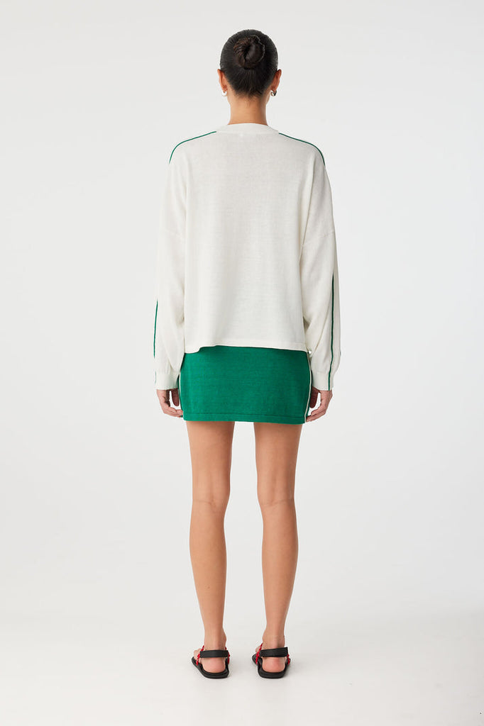 Pippa Long Sleeve | Cream and Palm Green