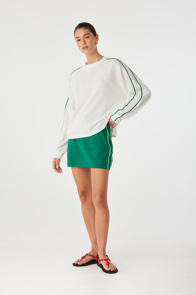 Pippa Long Sleeve | Cream and Palm Green
