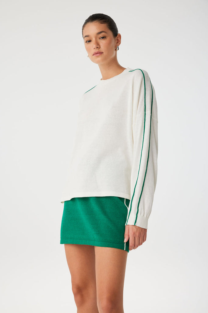 Pippa Long Sleeve | Cream and Palm Green
