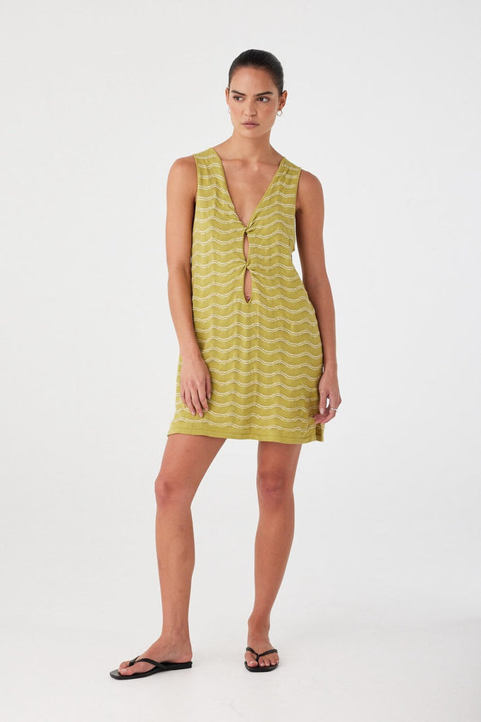 Onda Shift Dress | Matcha Wave