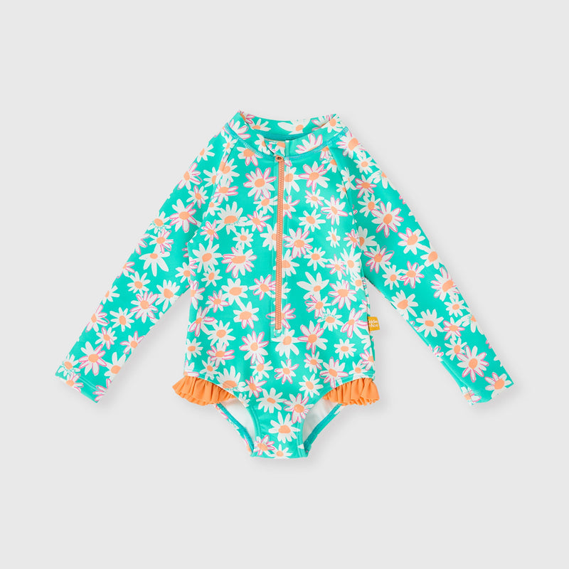 Daisy Patch Frill Swimsuit | Moss