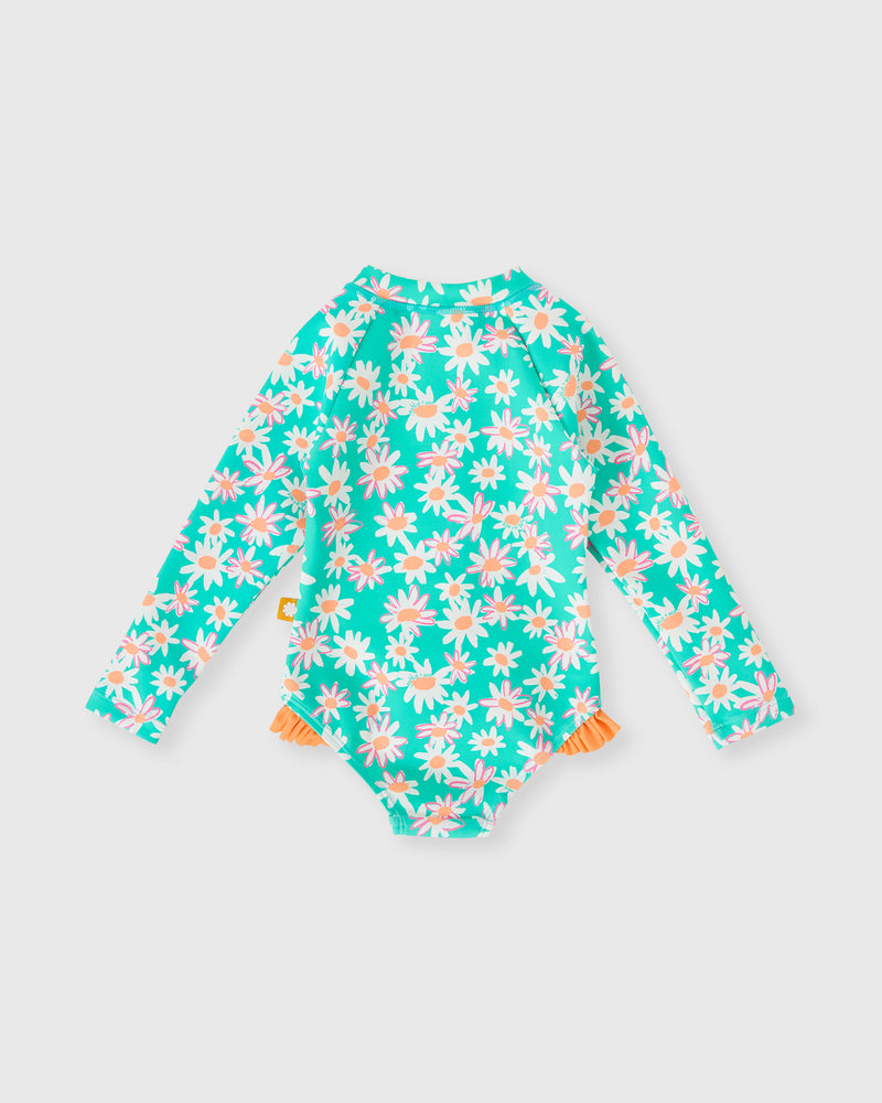 Daisy Patch Frill Swimsuit | Moss