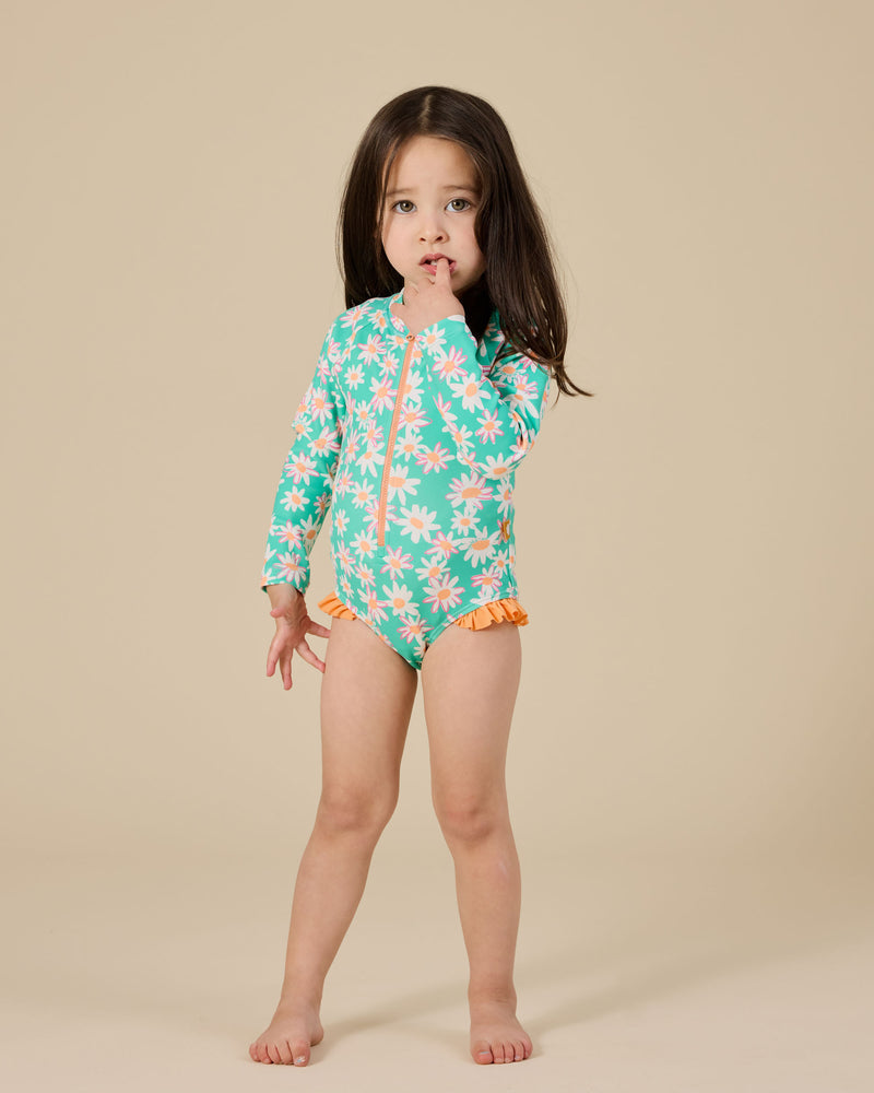 Daisy Patch Frill Swimsuit | Moss