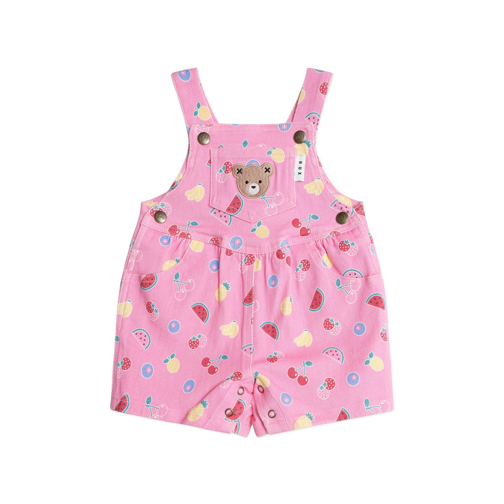 Pink Fruit Emoji Short Overalls