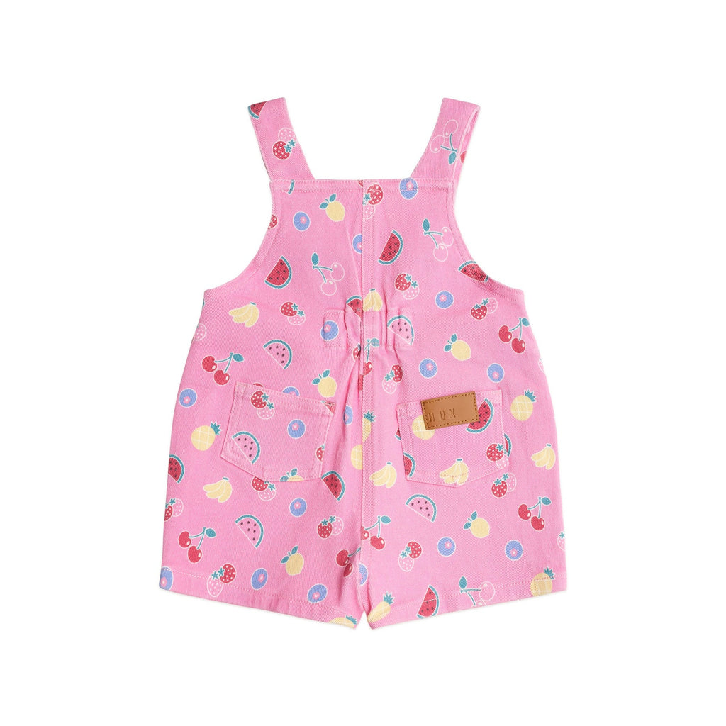 Pink Fruit Emoji Short Overalls