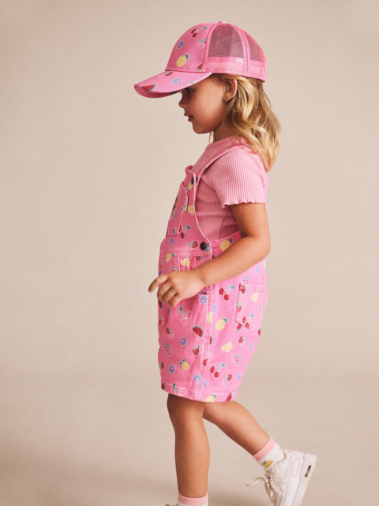 Pink Fruit Emoji Short Overalls