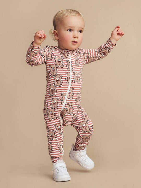 GINGERBREAD HUX ZIP ROMPER