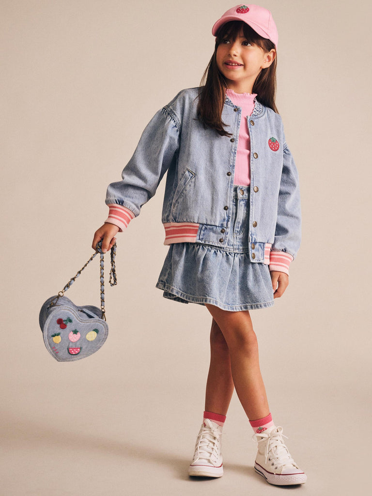 I Heart Fruit Denim Shoulder Bag