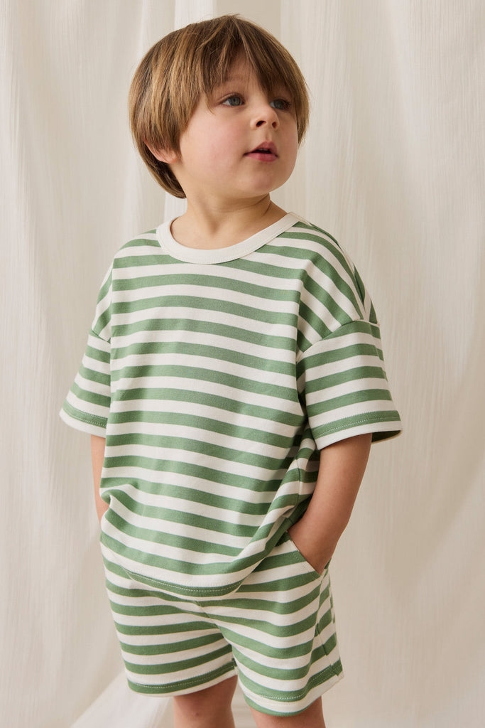 Pima Cotton Wesley Tee | Stripe Parchment Snow Pea