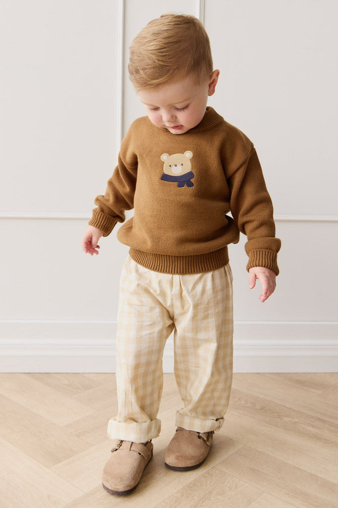Organic Cotton Kingston Pant | Gingham Pale Khaki