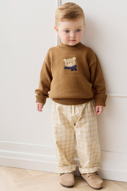 Organic Cotton Kingston Pant | Gingham Pale Khaki