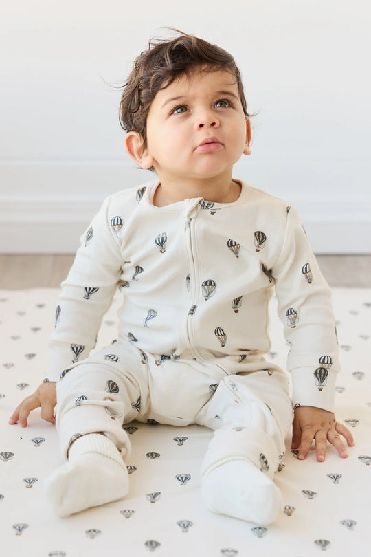 ORGANIC COTTON REESE ZIP ONESIE | MONTGOLFIERE CLOUD