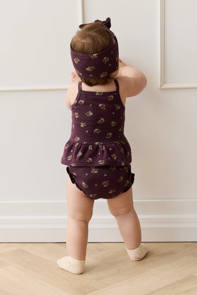 Organic Cotton Fine Rib Frill Bloomer | Simone Huckleberry