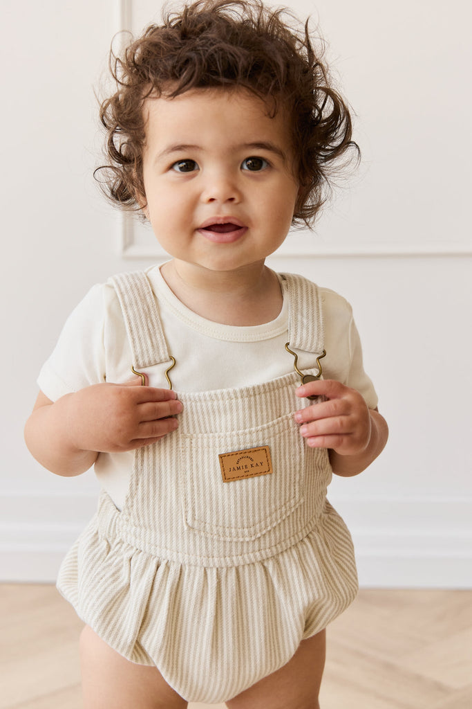 Pax Playsuit | Fine Vertical Stripe Sandy Brown Cloud