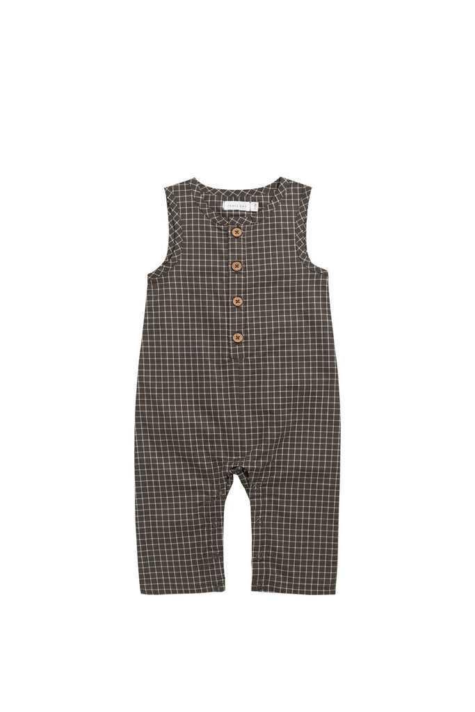 Organic Cotton Milo Jumpsuit | Coffee Grid