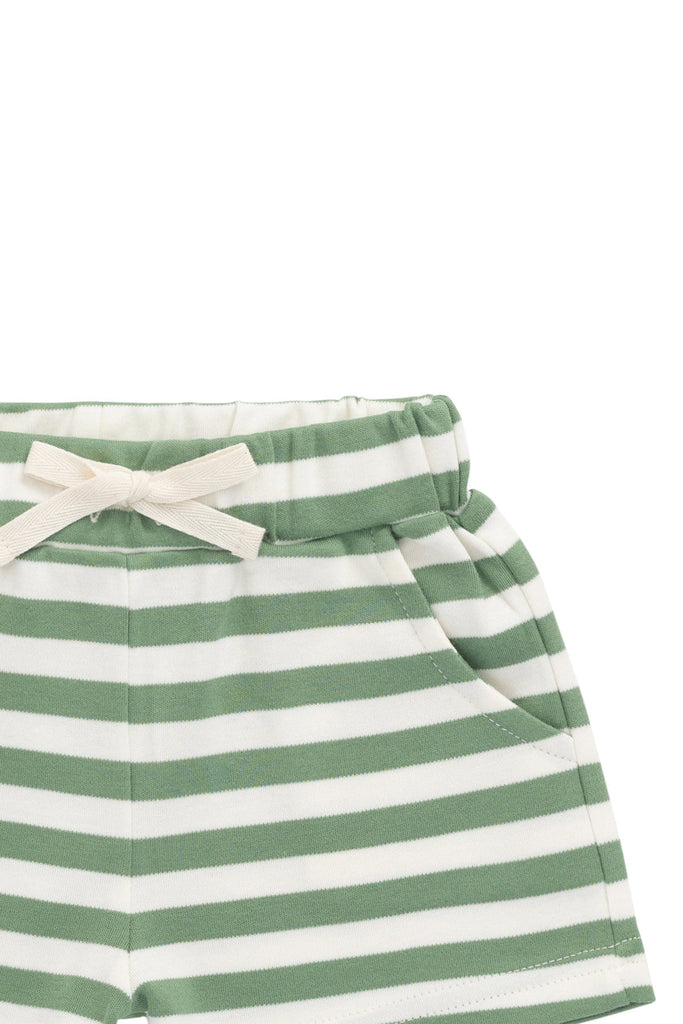 Pima Cotton Wesley Short | Stripe Parchment Snow Pea
