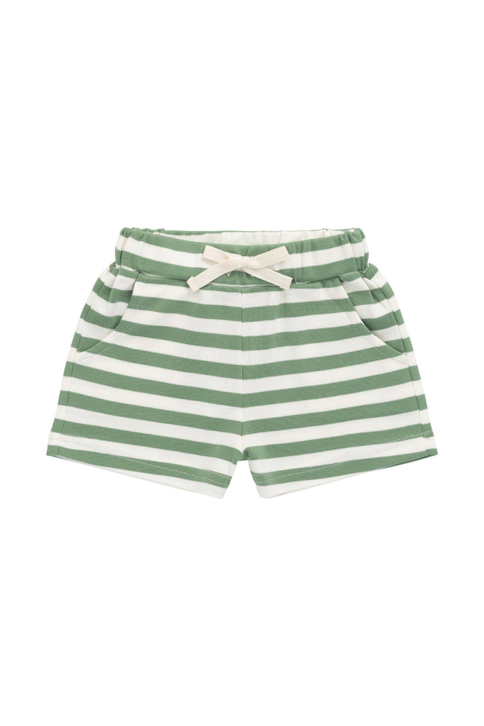 Pima Cotton Wesley Short | Stripe Parchment Snow Pea