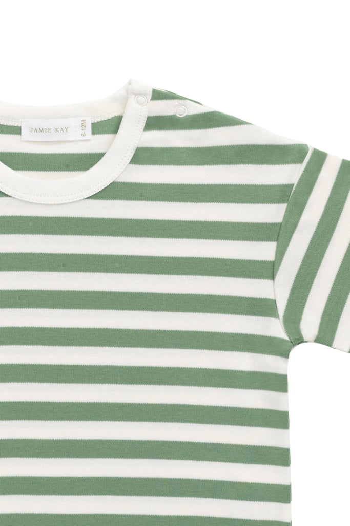 Pima Cotton Wesley Tee | Stripe Parchment Snow Pea