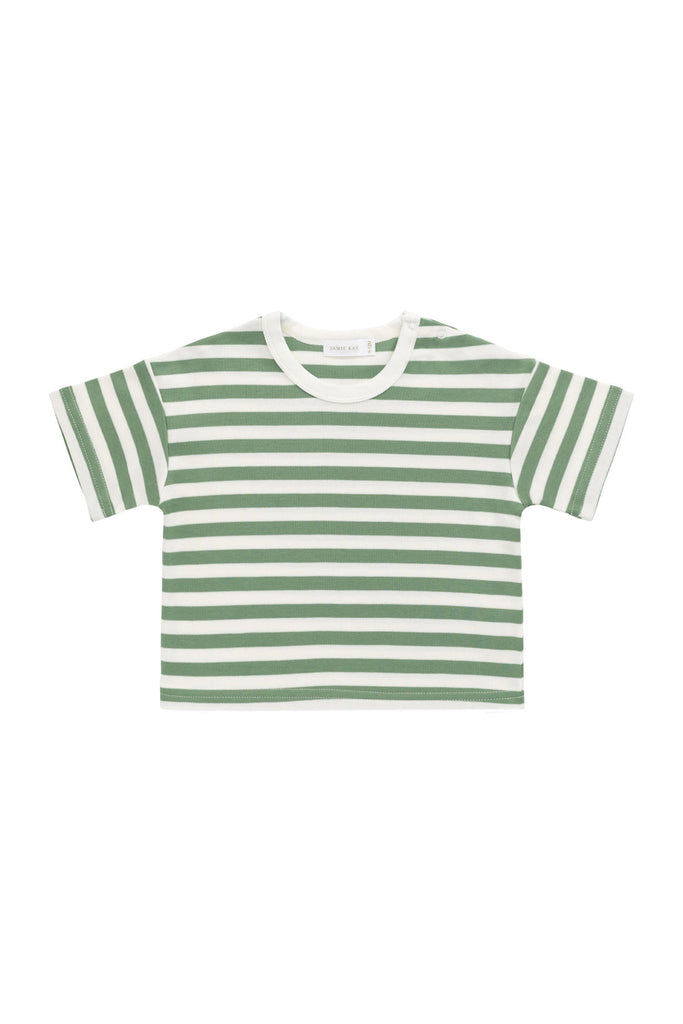 Pima Cotton Wesley Tee | Stripe Parchment Snow Pea