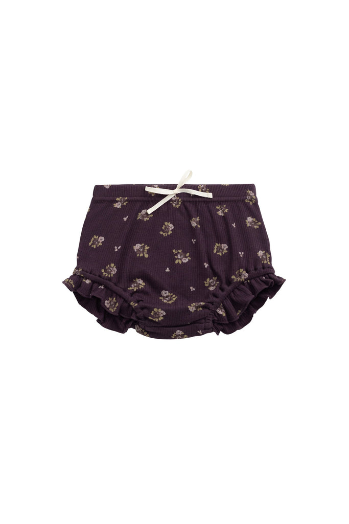Organic Cotton Fine Rib Frill Bloomer | Simone Huckleberry
