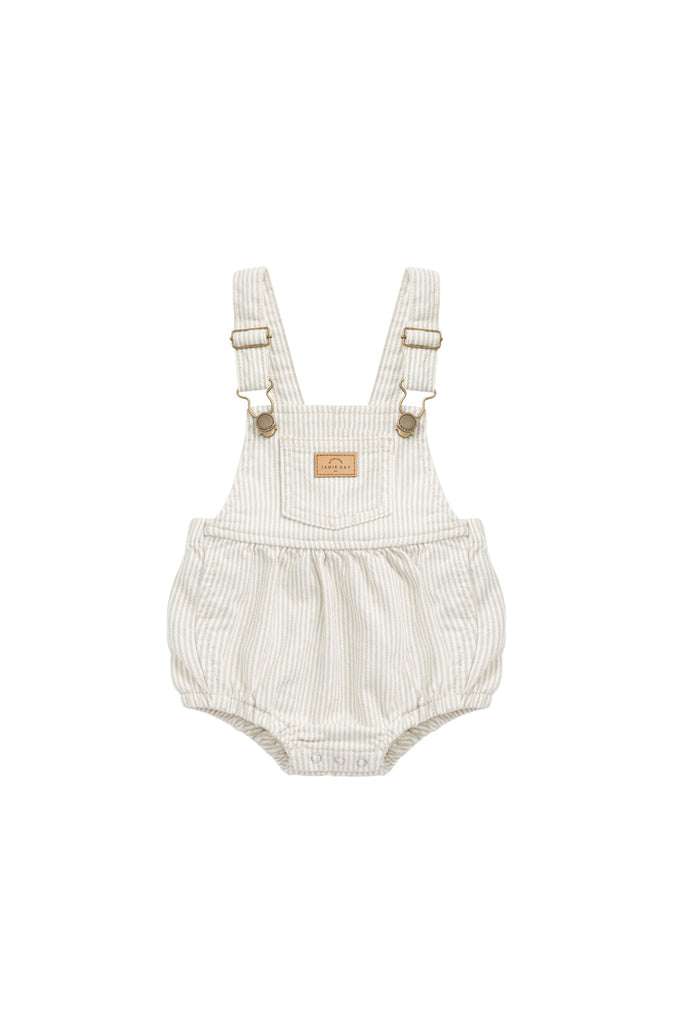 Pax Playsuit | Fine Vertical Stripe Sandy Brown Cloud