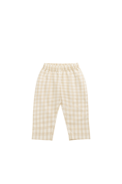 Organic Cotton Kingston Pant | Gingham Pale Khaki