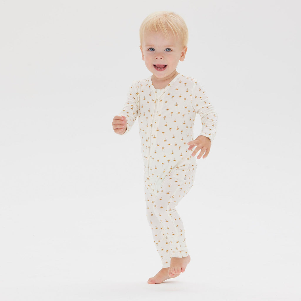 Day or Night Zip Onesie | Neutral Palm