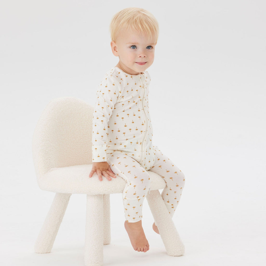 Day or Night Zip Onesie | Neutral Palm