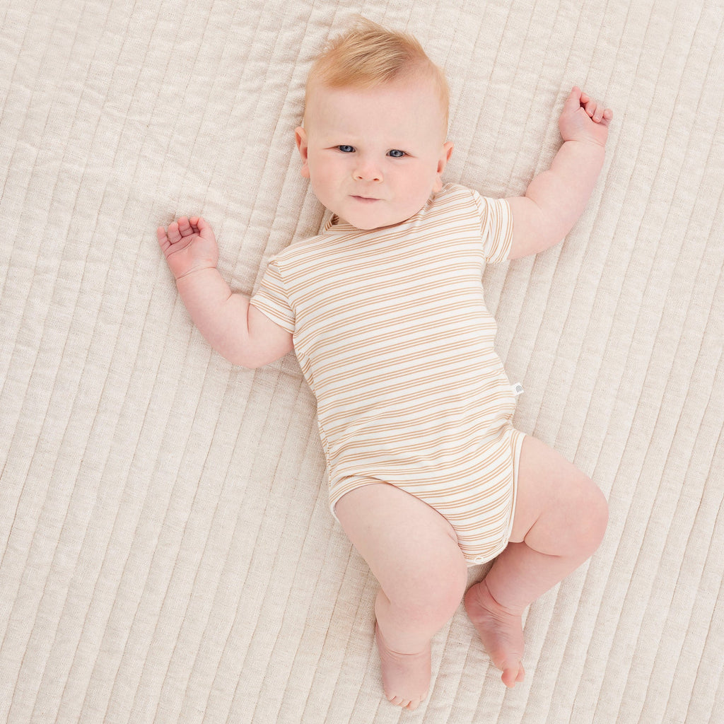Comfy Bodysuit Short Sleeve | Neutral Stripe