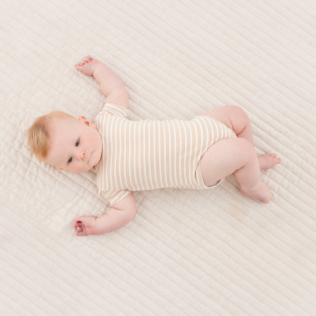 Comfy Bodysuit Short Sleeve | Neutral Stripe