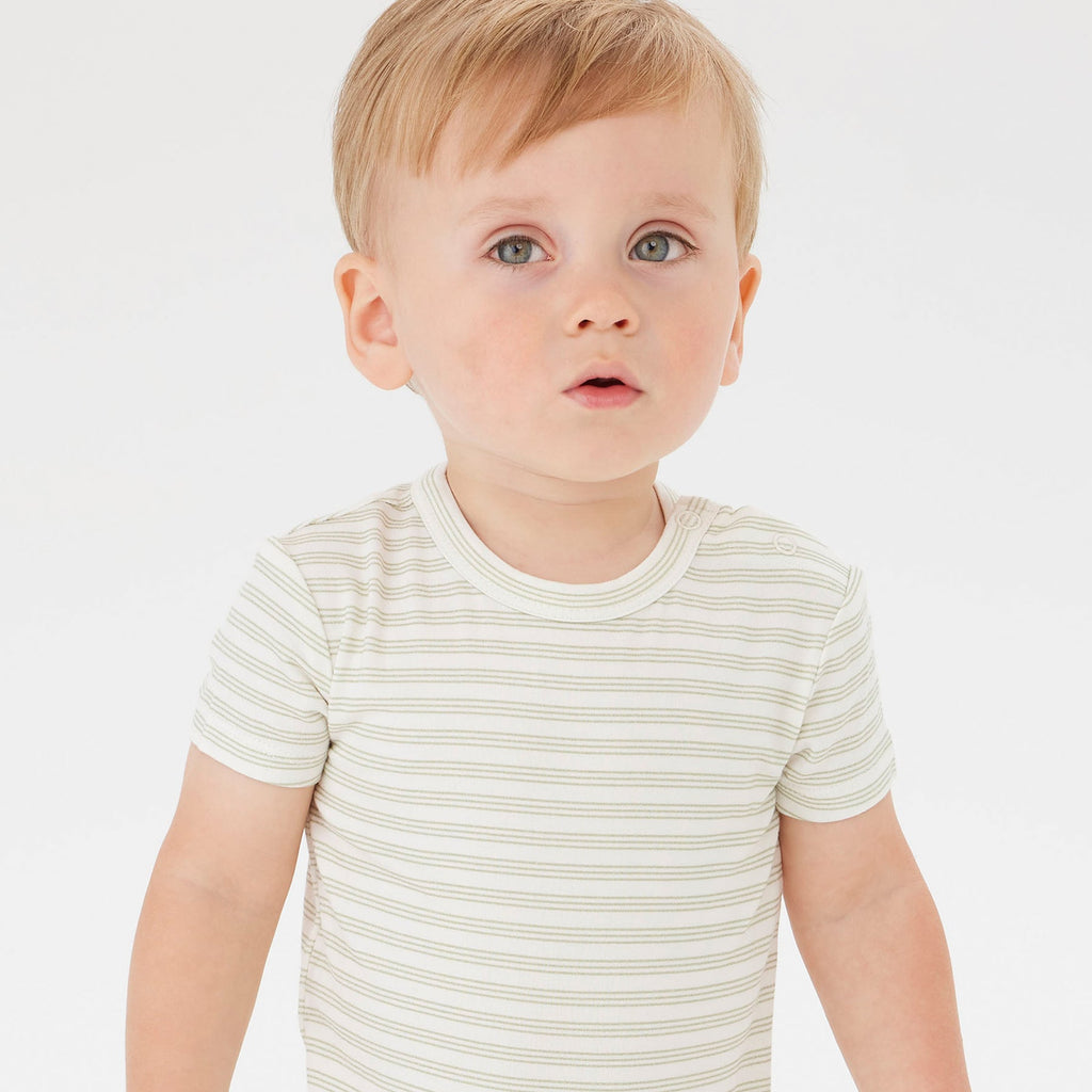 Comfy Bodysuit Short Sleeve | Sage Stripe