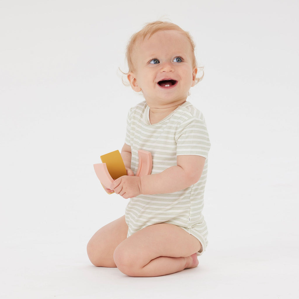 Comfy Bodysuit Short Sleeve | Sage Stripe