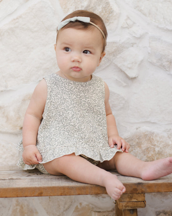 Ruffled Tulip Top + Bloomer Set || Green Garden