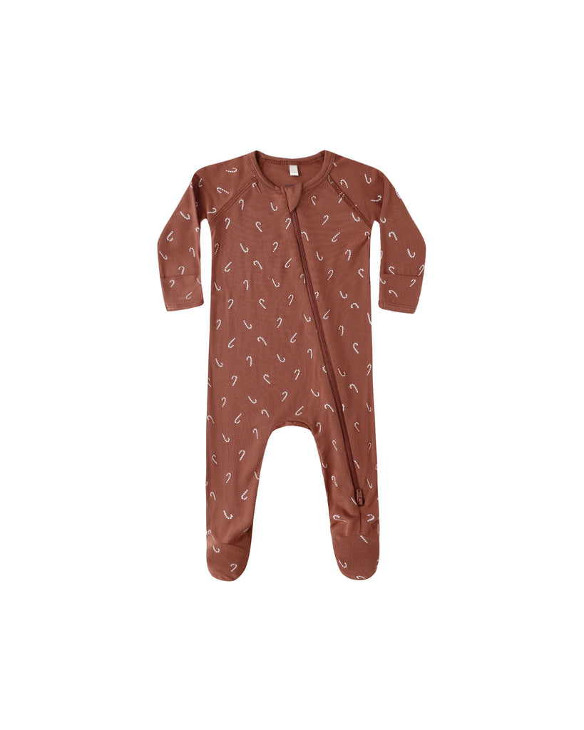 BAMBOO ZIP FOOTIE |Candy Canes