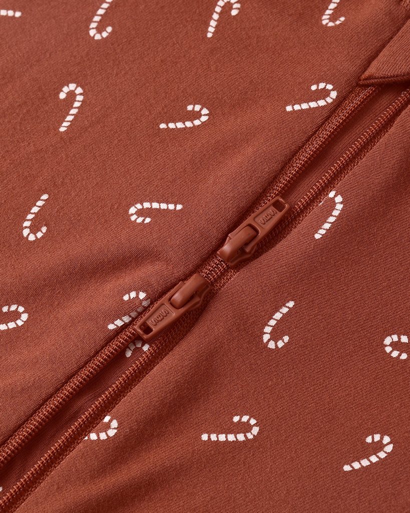 BAMBOO ZIP FOOTIE |Candy Canes