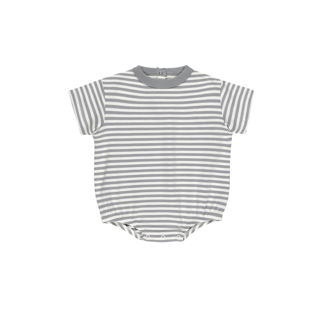 RELAXED BUBBLE ROMPER || BLUE STRIPE