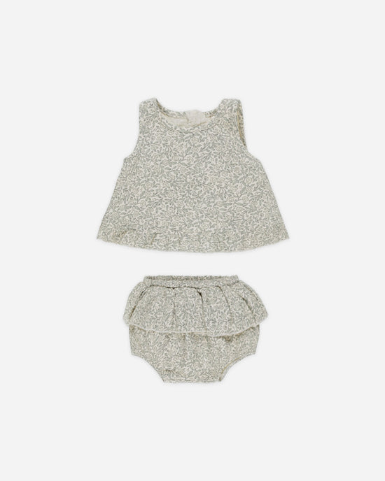 Ruffled Tulip Top + Bloomer Set || Green Garden
