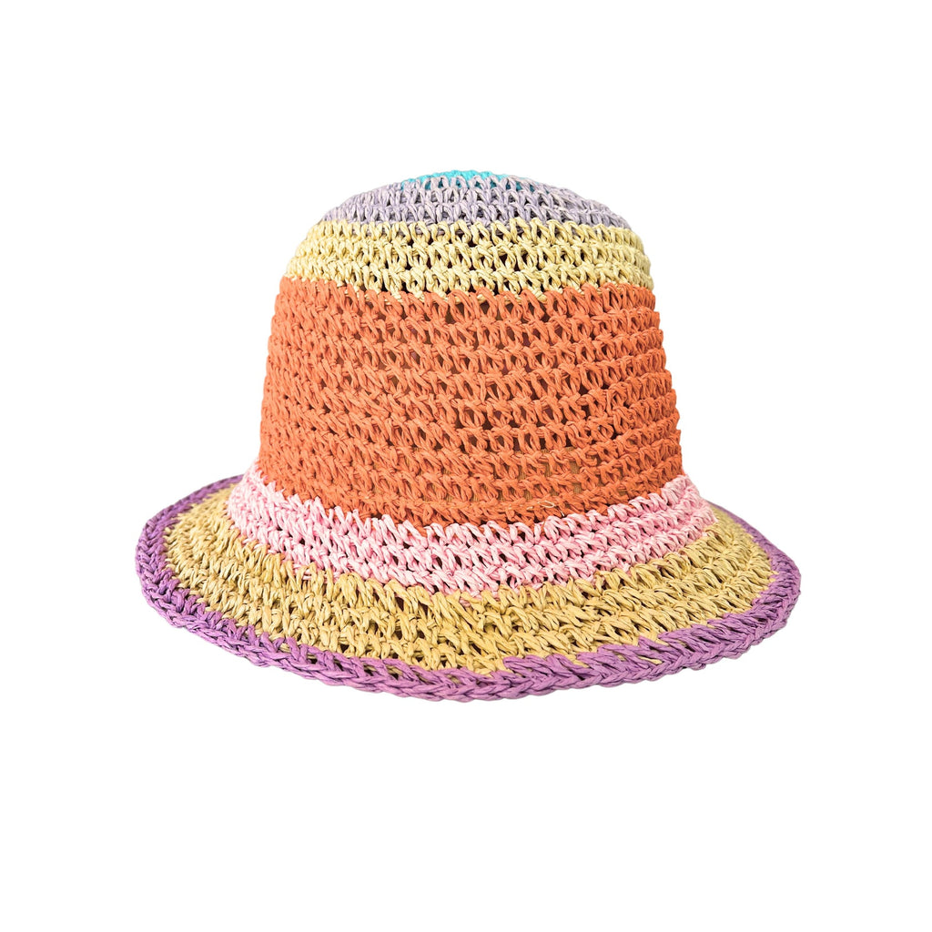 Astrid Crochet Straw Hat | Sand and Multi