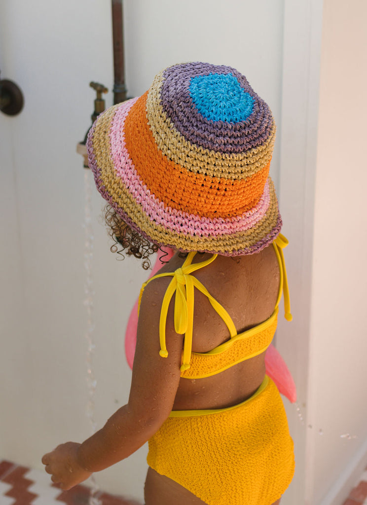 Astrid Crochet Straw Hat | Sand and Multi