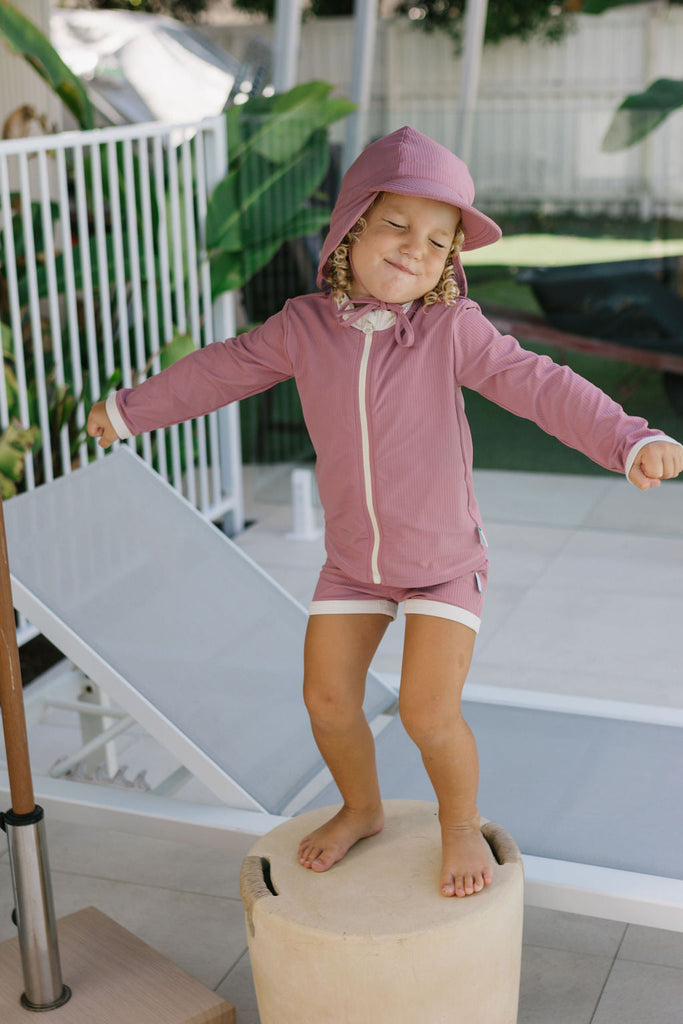 Zip Rashie Top and Shorts | Wild Rose