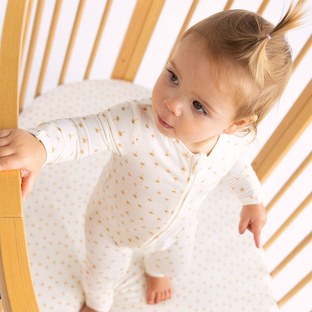 Day or Night Zip Onesie | Neutral Palm