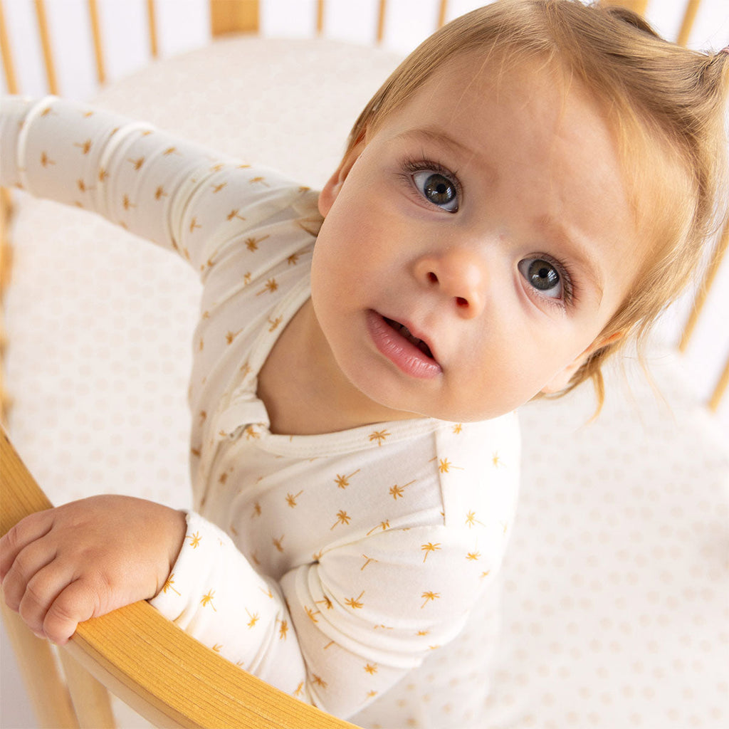 Day or Night Zip Onesie | Neutral Palm