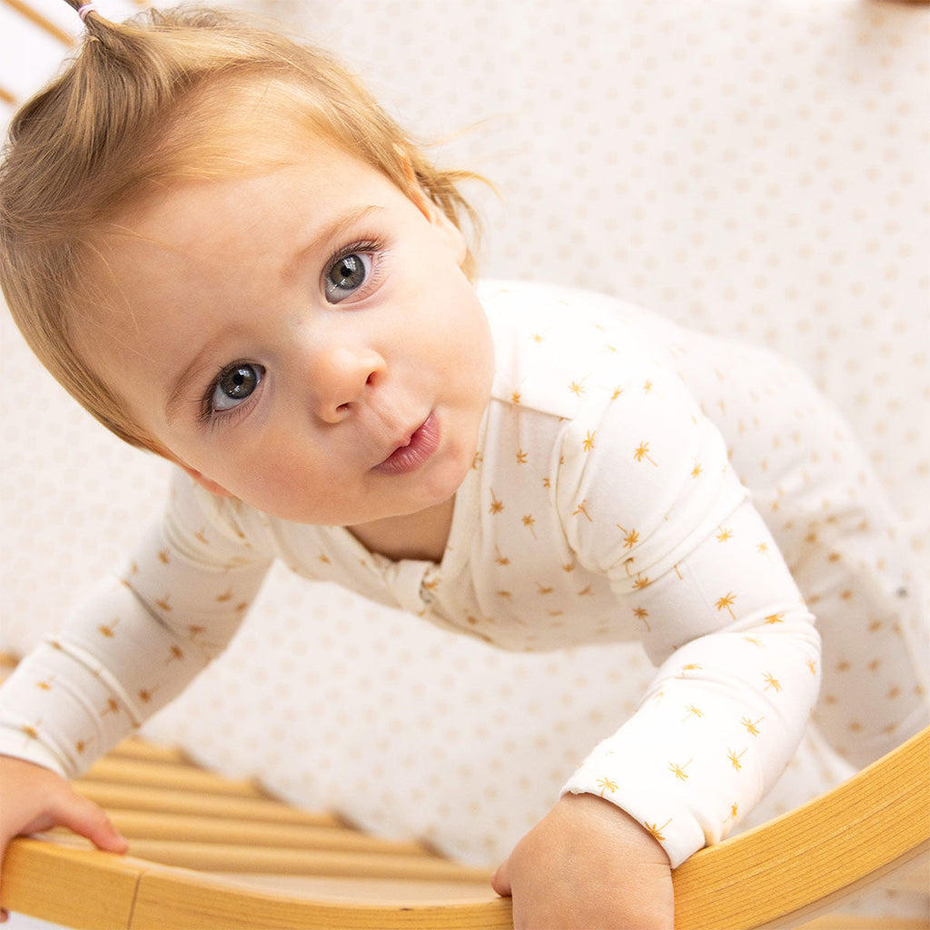 Day or Night Zip Onesie | Neutral Palm