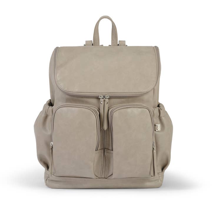 Signature Nappy Backpack|Taupe Vegan Leather
